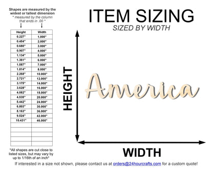 Unfinished Wood America Script | DIY Craft Cutout | up to 46" DIY