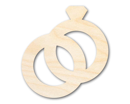 Unfinished Wood Wedding Rings Shape | DIY Craft Cutout | up to 46" DIY