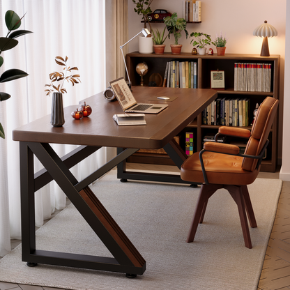 Solid Wood 63-Inch Extra Long Desk,Thickened Desk,Two Person Double Desk for ...