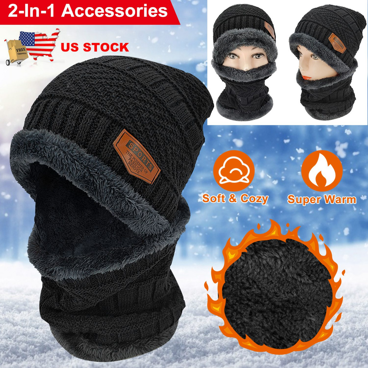 GBruno Winter Beanie Hat Scarf Set Unisex