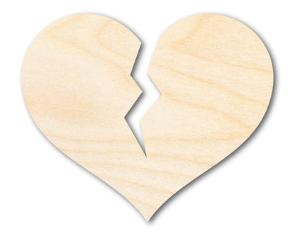 Unfinished Wood Broken Heart Shape | DIY Craft Cutout | up to 46" DIY