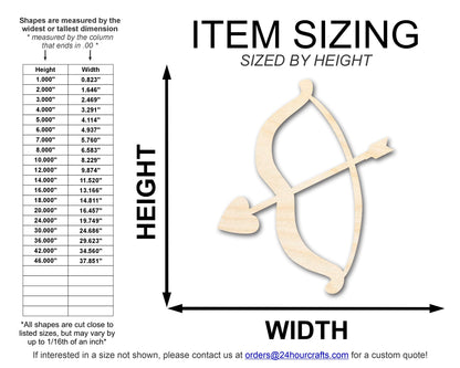 Unfinished Wood Heart Bow and Arrow Shape | DIY Craft Cutout | up to 46" DIY