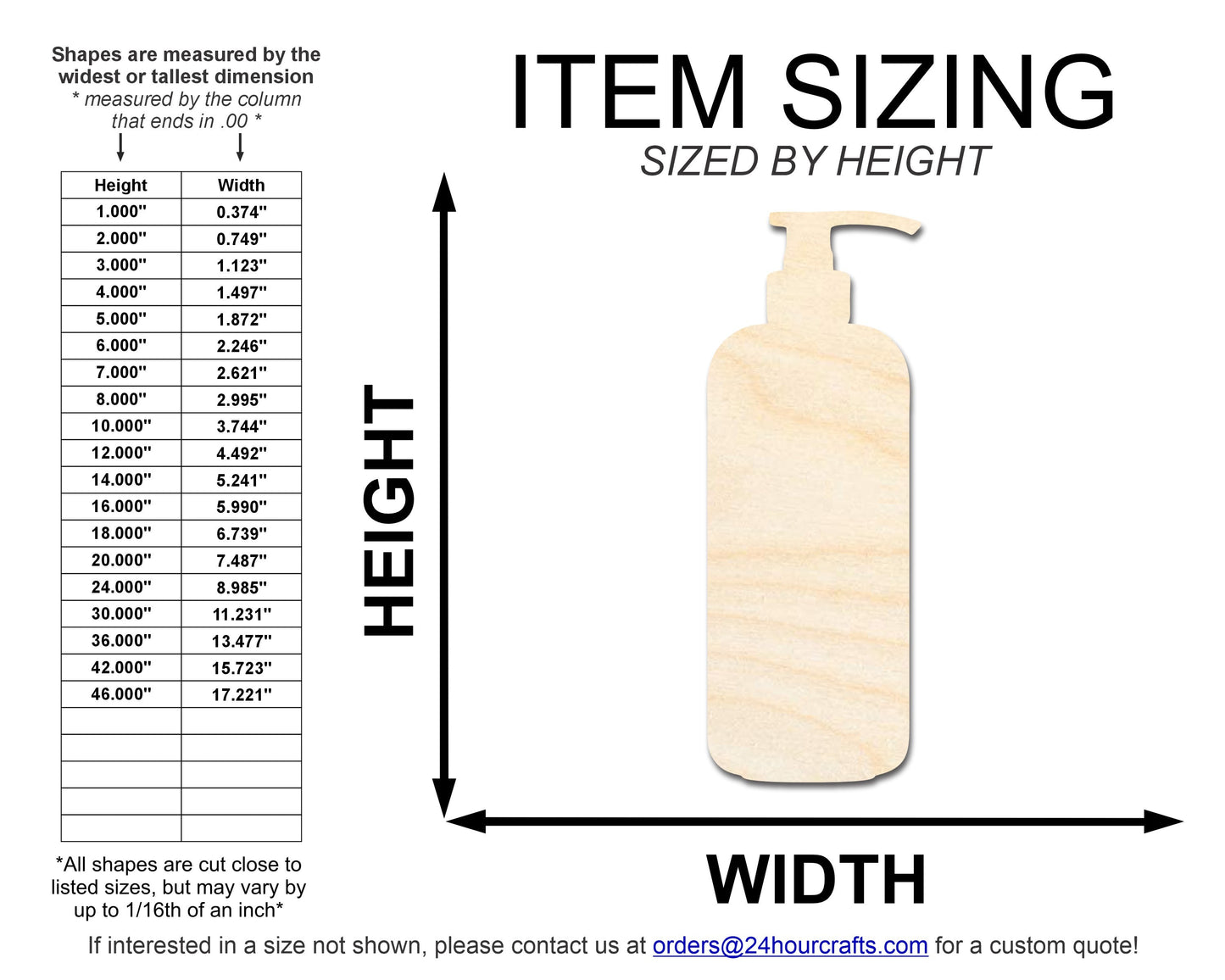 Unfinished Wood Lotion Bottle Shape | DIY Craft Cutout | up to 46" DIY