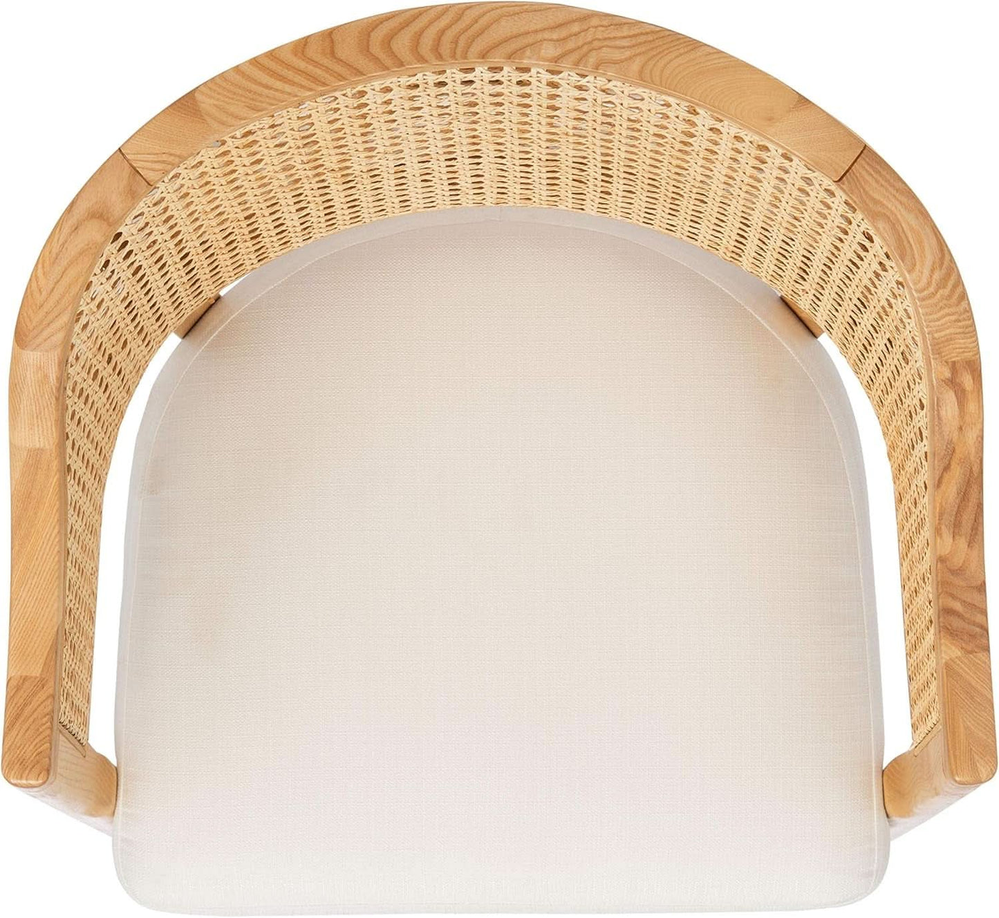 Natural Rattan Accent Chair with Brass Caps Fully Assembled
