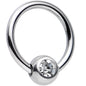 16G 5/16 Clear BCR Captive Ring Created with Crystals