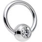 18G 1/4 Clear BCR Captive Ring Created with Crystals