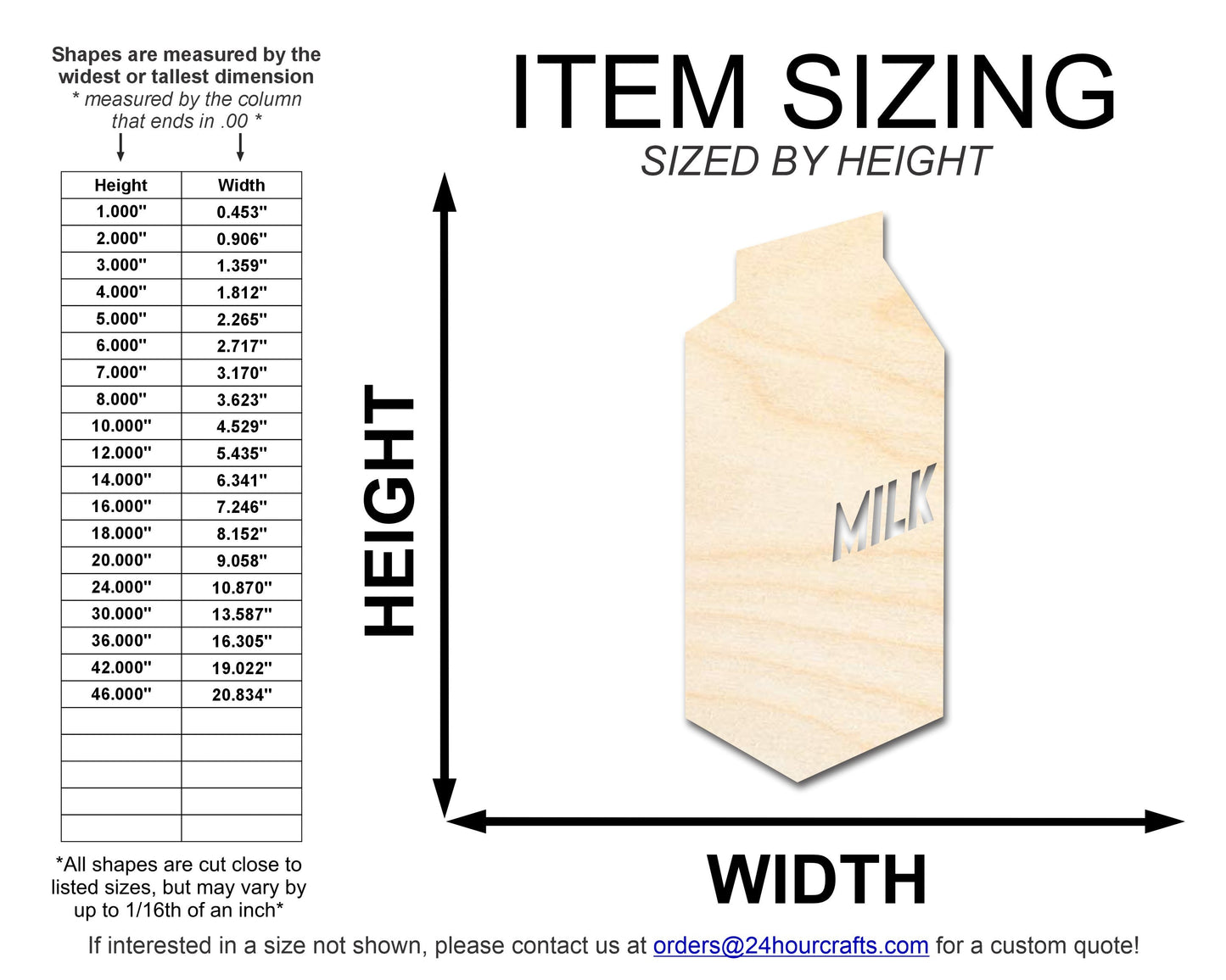Unfinished Wood Milk Carton Shape | DIY Craft Cutout | up to 46" DIY