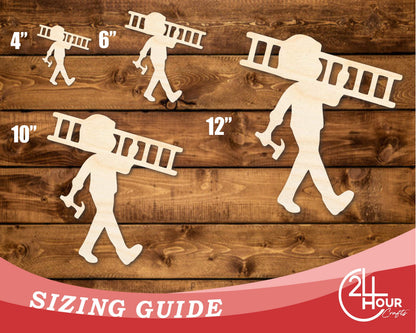 Unfinished Wood Ladder Worker Shape | DIY Craft Cutout | up to 46" DIY