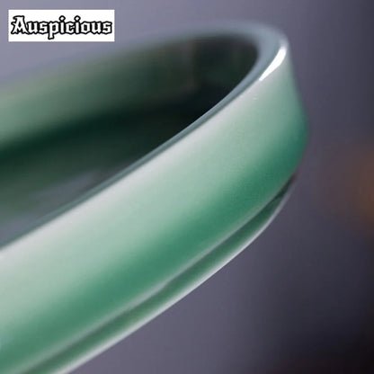Handmade Celadon “Longevity Peach” Pot Stand – Small Tea Tray & Bearing Holder