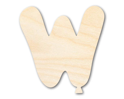 Unfinished Wood Balloon Letter W Shape | DIY Craft Cutout | up to 46" DIY