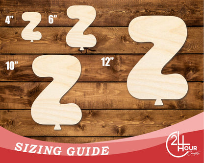 Unfinished Wood Balloon Letter Z Shape | DIY Craft Cutout | up to 46" DIY