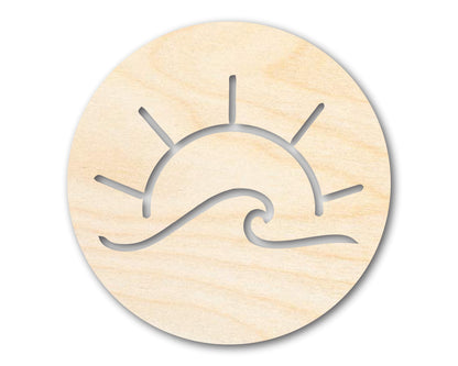 Unfinished Wood Ocean Wave and Sun Cutout Shape | DIY Craft Cutout | up to 46" DIY