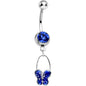 Blue Gem Butterfly Sparkle Dangle Belly Ring