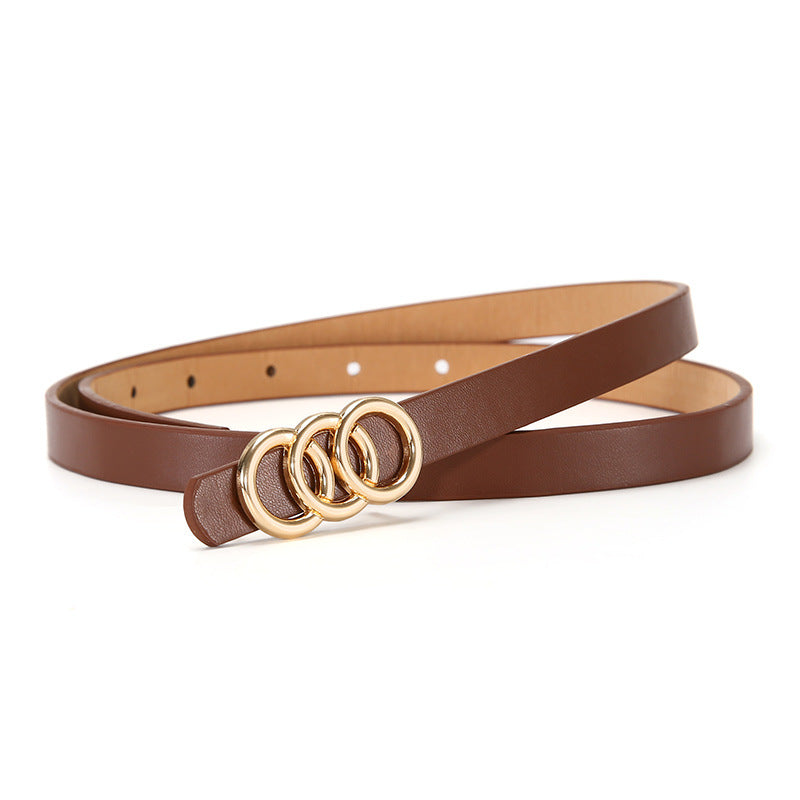 Women's Belt White Three-circle Simple All-matching Jeans