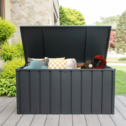 Outdoor Storage Box Steel Dark Gray Lockable 150 Gallon 660 LB Capacity