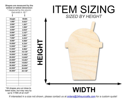 Unfinished Wood Slushie Drink Shape | DIY Craft Cutout | up to 46" DIY