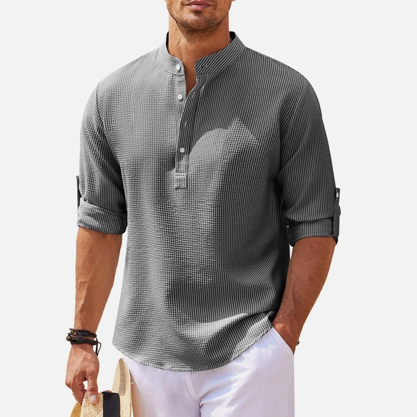 Mens Cuffed Button Down Collar Shirt