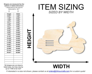 Unfinished Wood Moped Shape | DIY Craft Cutout | up to 46" DIY