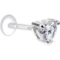 16G 3/8 Clear CZ Heart Bioplast Tragus Labret Monroe