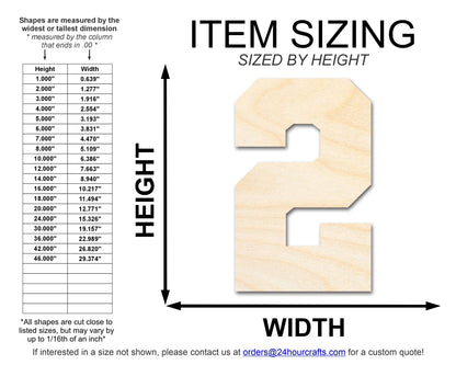 Unfinished Wood Varisty Number Two Shape | DIY Craft Cutout | up to 46" DIY