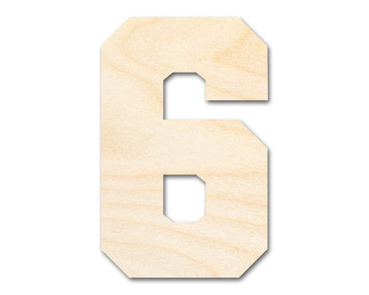 Unfinished Wood Varisty Number Six Shape | DIY Craft Cutout | up to 46" DIY