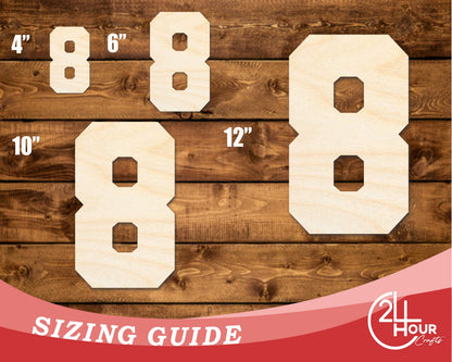 Unfinished Wood Varisty Number Eight Shape | DIY Craft Cutout | up to 46" DIY