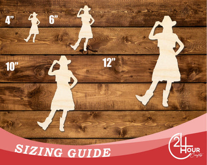 Unfinished Wood Cowgirl Shape | DIY Craft Cutout | up to 46" DIY