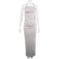 Halter Back Lace-up Bib Type Dress Women
