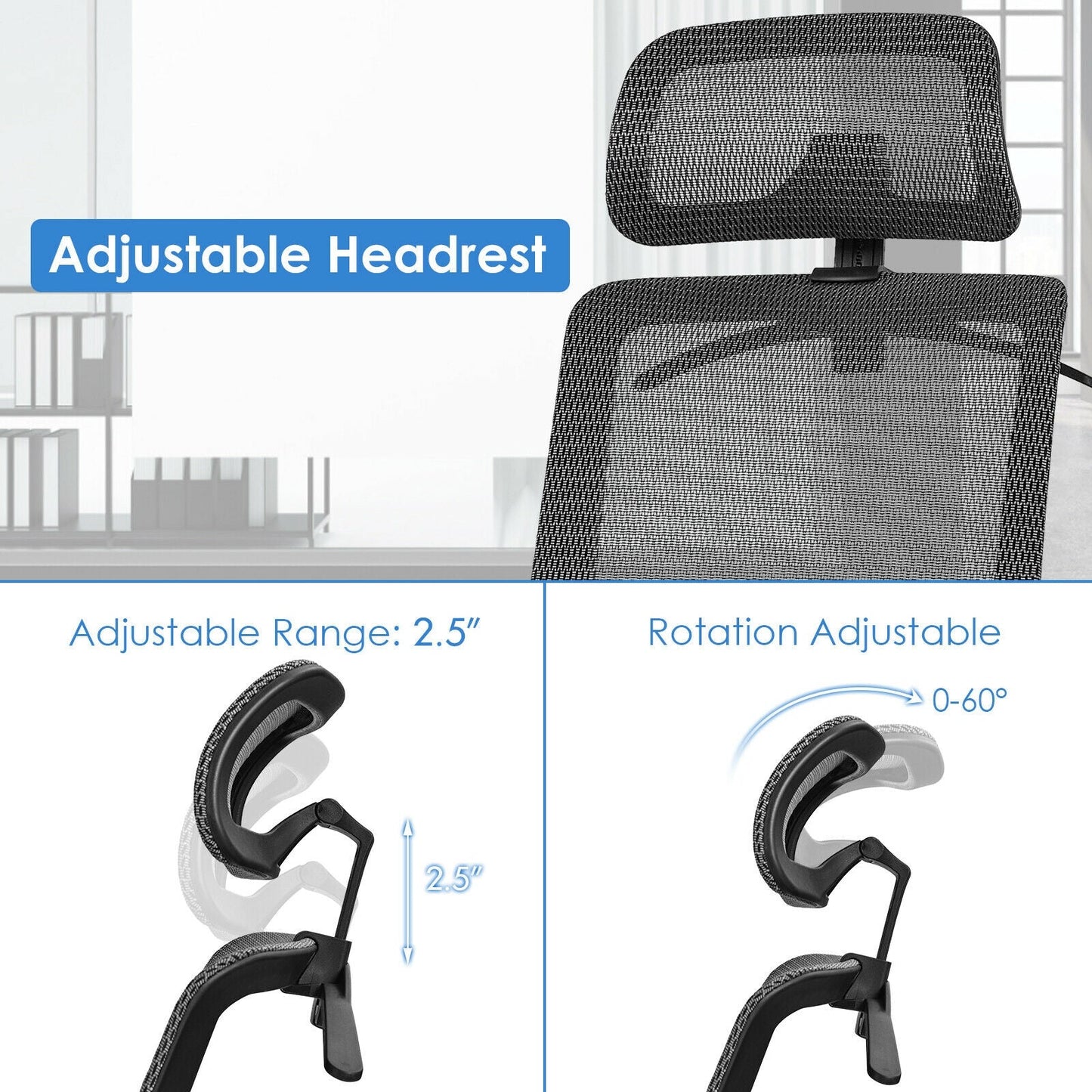 Height Adjustable Ergonomic High Back Mesh Office Chair with Hange