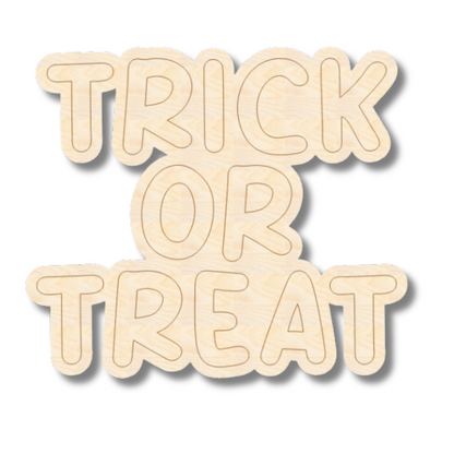 Unfinished Wood Etched Trick or Treat Shape | Paint By Line Crafts | up to 30" DIY