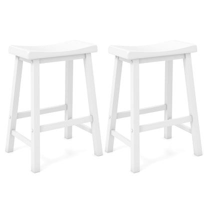 Set of 2 24 Inch Counter Height Stools with Solid Wood Legs