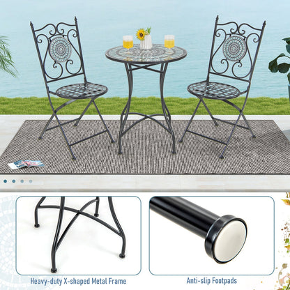 24 Inch Patio Bistro Table with Ceramic Tile Tabletop