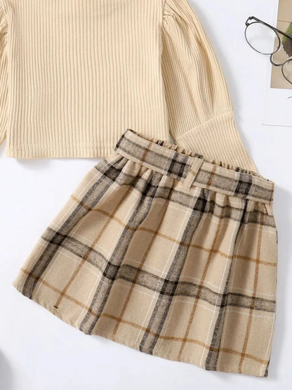 Turtleneck Long Sleeve Top and Skirt Set