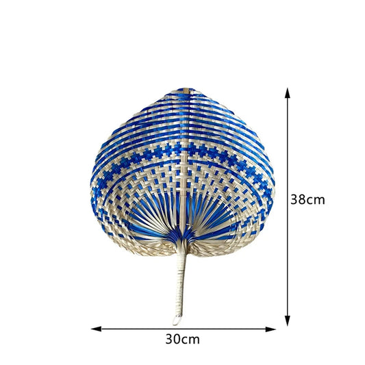 Colorful Handmade Fan Chinese Style Heart Shaped Straw Bamboo Woven Fan Summer Anti-Mosquito Cooler Handfan Home Decor Pendants