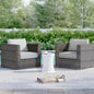 Outdoor Club Chair Wicker Espresso Gray Cushion Aluminum 2 Piece 600 LB