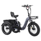 Electric Tricycle Fat Tire 20 In 7-Speed Aluminum Gray 275 LB 50 Mile Range
