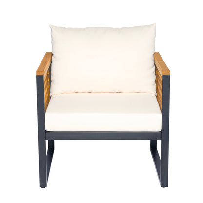Outdoor Sofa Set 5 Piece Acacia Wood Steel Modern
