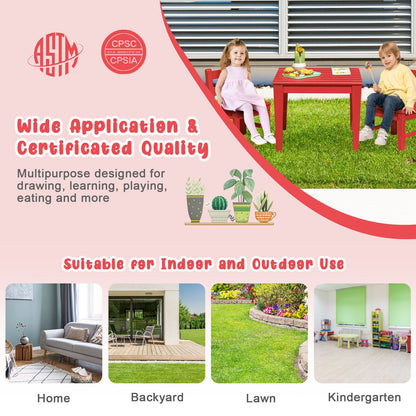 25.5 Inch Square Kids Activity Play Table-Red