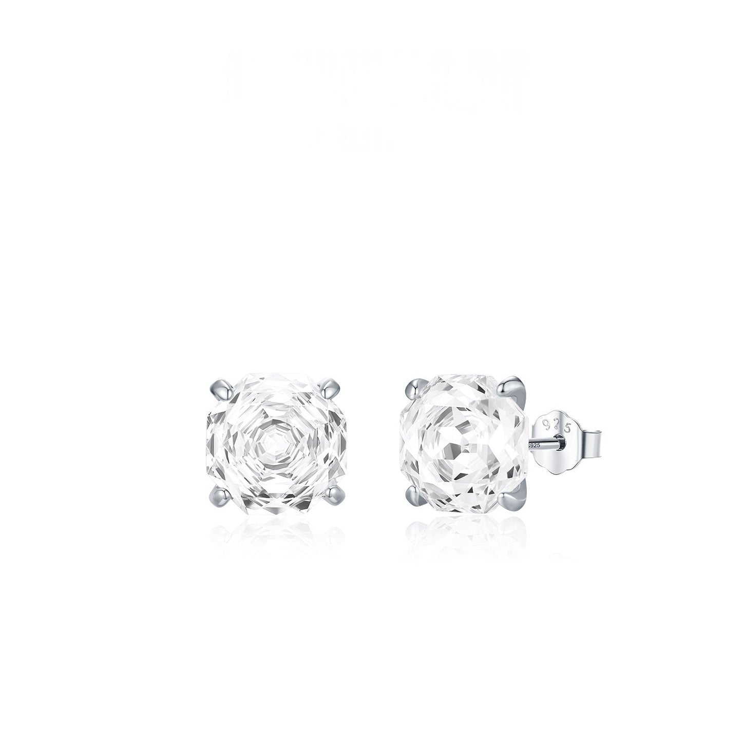 Basic Rose-cut Sparkling Diamond Stud Earrings Unisex Accessory