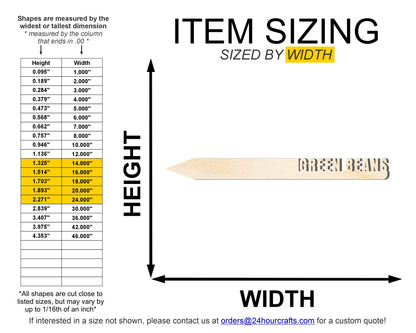 Unfinished Wood Green Beans Garden Stake | DIY Craft Cutout | up to 24" DIY