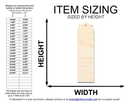 Unfinished Wood Pointed Top Bookmark Shape | DIY Craft Cutout | up to 12" DIY