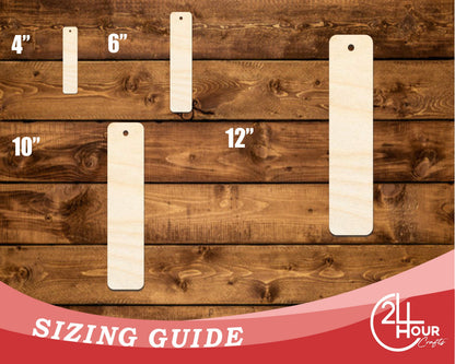 Unfinished Wood Round Rectangle Bookmark Shape | DIY Craft Cutout | up to 12" DIY