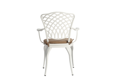 Outdoor Bistro Set Cast Aluminum White 3 Piece Umbrella Hole Cushions