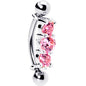 Silver 925 Rose Flower Crystal Trilogy Eyebrow Ring