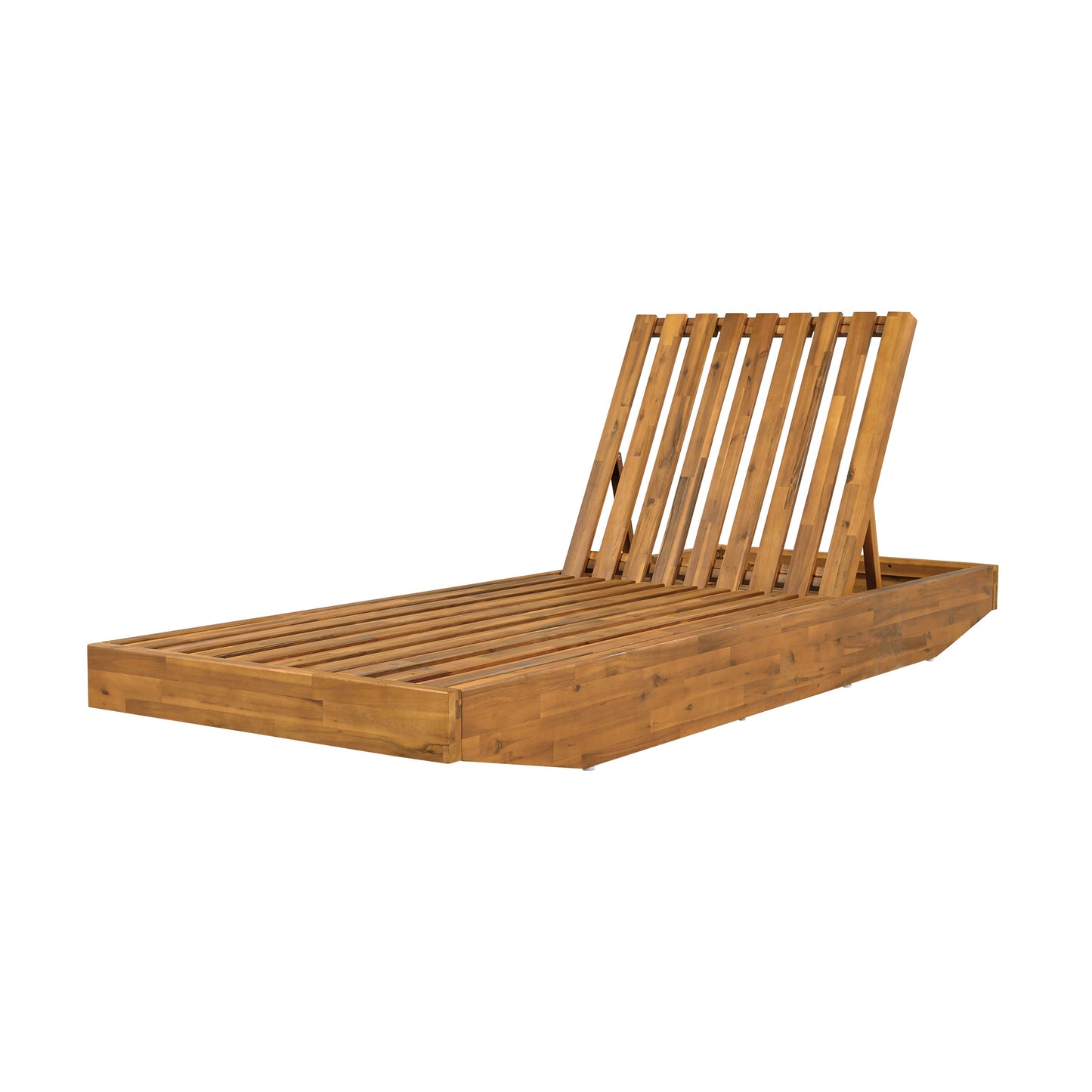 Outdoor Chaise Lounge Acacia Wood Teak Dark Gray Cushion Foldable 300 LB