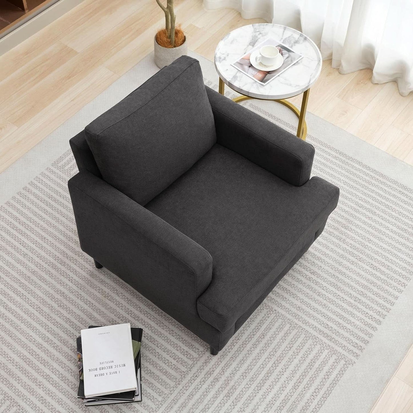 Mid Century Modern Premium Upholstered Armchair Grey