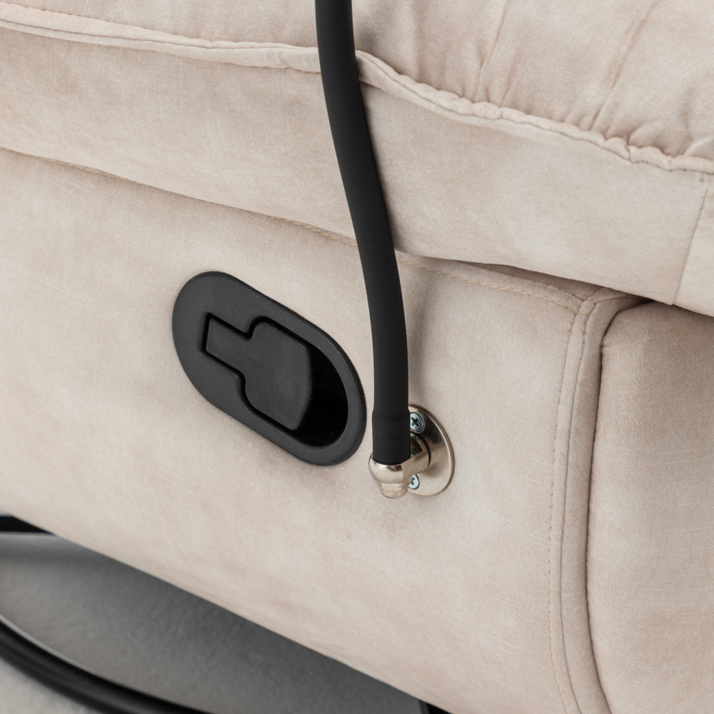 Ivory Gold-Stamped Velvet Recliner – Swivel Glider, 150° Recline & Detachable Phone Holder