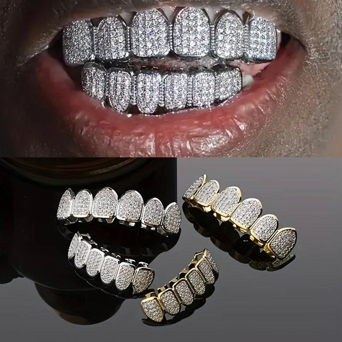 Copper Heart-Design Dental Grill with Zircon Detail