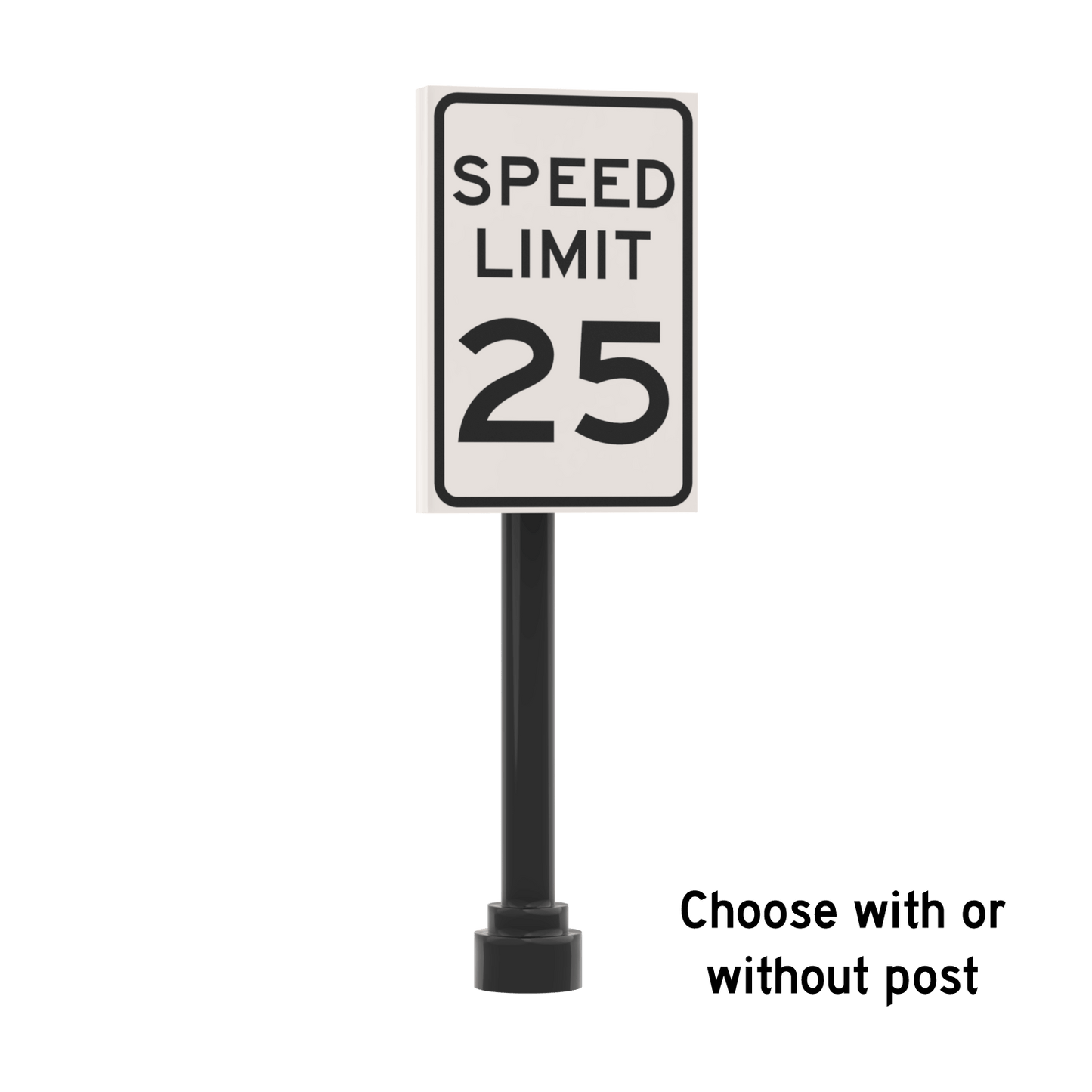 25 MPH Speed Limit Street Sign - Custom Printed 2x3 Tile - Made Using LEGO® Parts