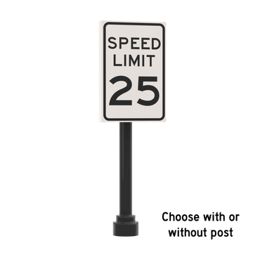 25 MPH Speed Limit Street Sign - Custom Printed 2x3 Tile - Made Using LEGO® Parts